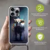 Stier - Zwart - Abstract - Horens Hoesje iPhone 16 Pro Max met koord klein -sfeer2_NL