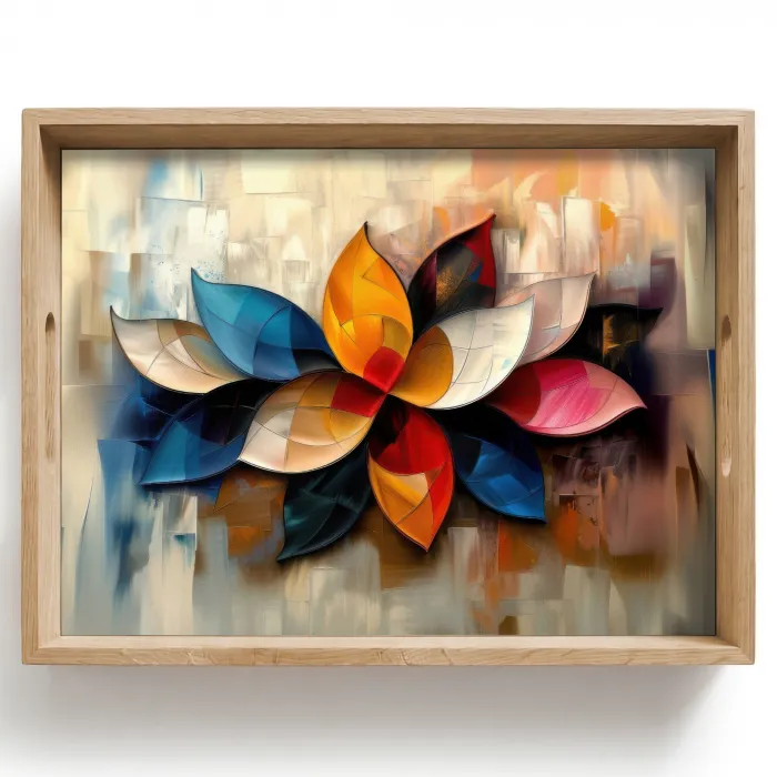 Bloem - Abstract - Kleurrijk - Bladeren Dienblad Rechthoek middel -z3d_shopping