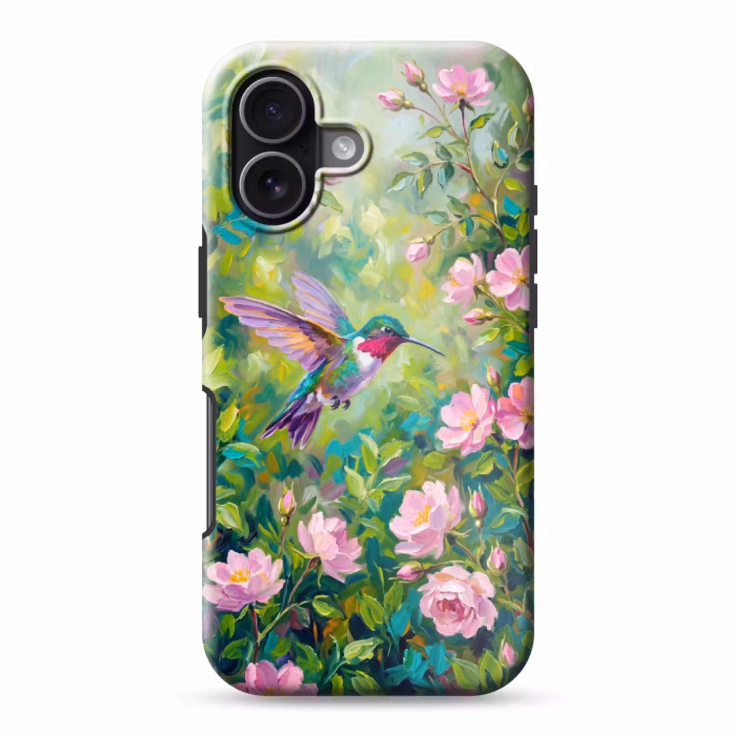 Kolibrie - Bloemen - Natuur - Kleurrijk Toughcase MagSafe Apple iPhone 17 klein -3d