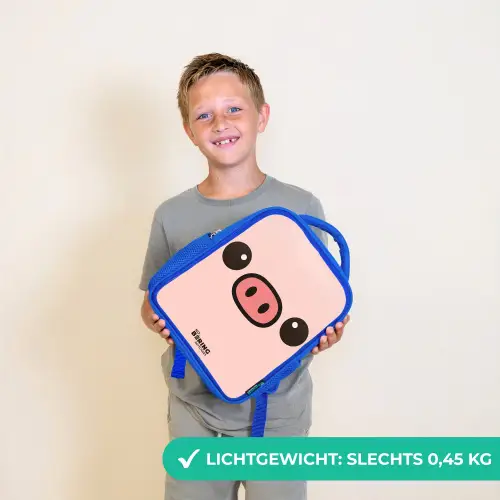 Kawai - Varken - Roze Kinderrugzak - Blauw middel -sfeer1_NL