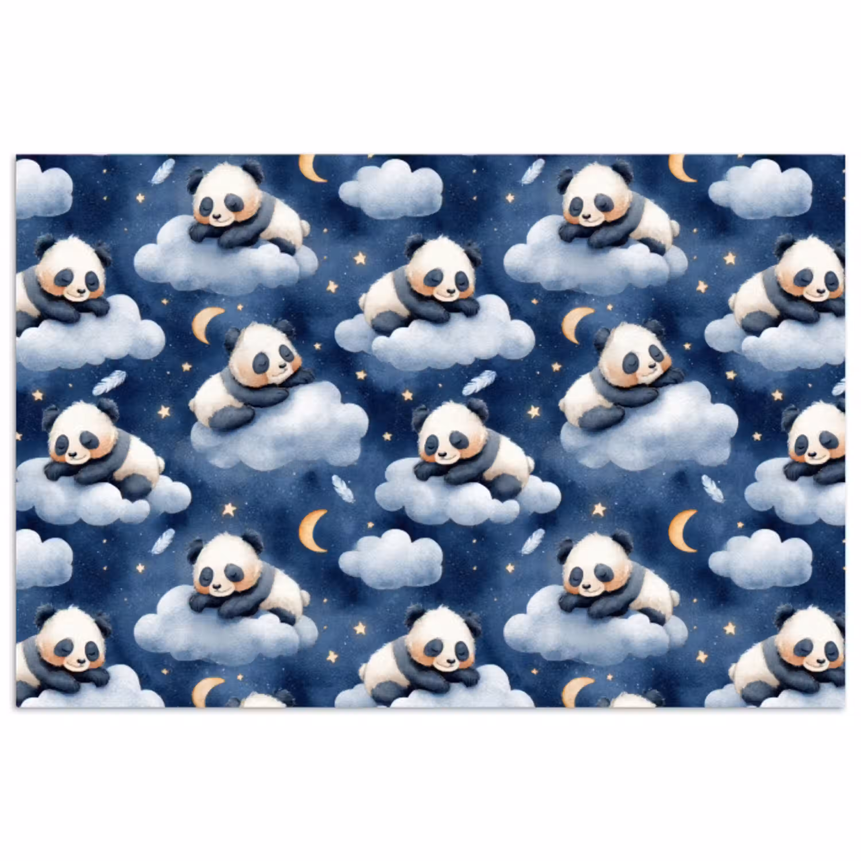 Panda's - Slapen - Blauw poster papier klein 62 -3d