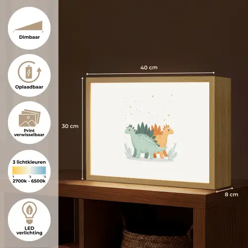 Planten - Sterren - Dinosaurussen - Oranje Light Box met batterij (Wandlamp kind) middel -USP_websiteoverzichtNL