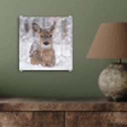 Hert - Sneeuw - Bos - Dieren - Vertederend plexiglas 5mm klein -sfeer3