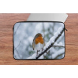 Roodborstje - Tak - Sneeuw - Winter - Levendig laptophoes neopreen klein -tafel