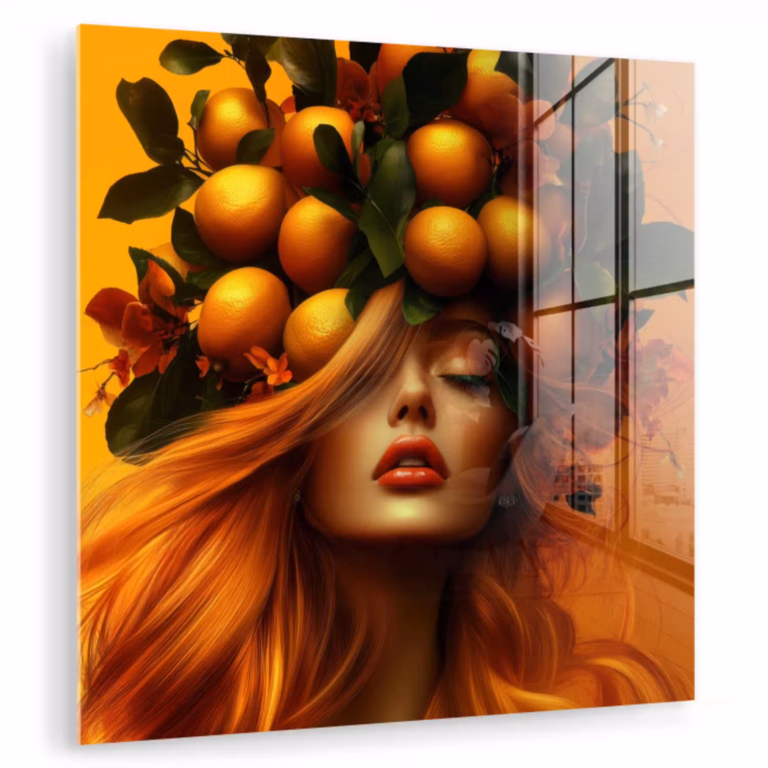 Vrouw - Citroenen - Bloesem - Geel plexiglas 5mm klein -zzzproduct_nieuw