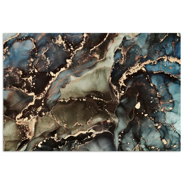 Marmer - Goud - Groen poster papier klein -3d