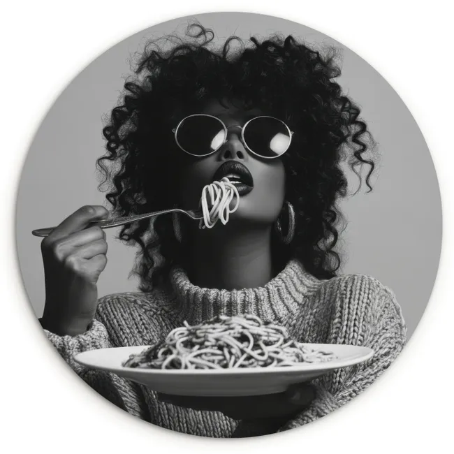 Muurcirkel - Vrouw - Pasta - Zwart - Wit