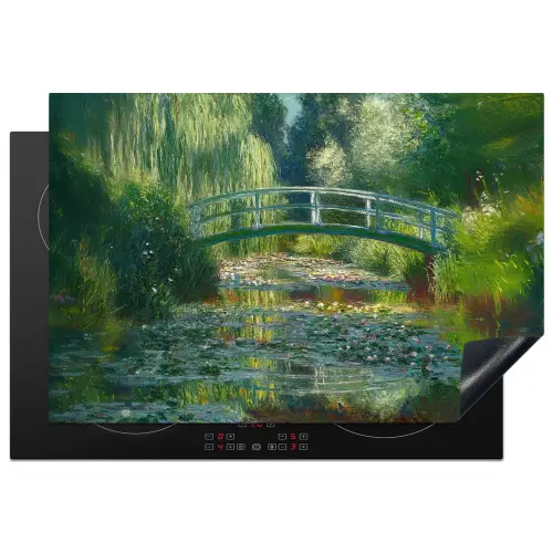 Brug - Hout - Vijver - Waterlelies Inductie beschermer vinyl 3mm klein -3d