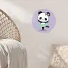 Panda - Paars - Sierlijk - Kawaii Wandcirkel behangsticker klein -sfeer4