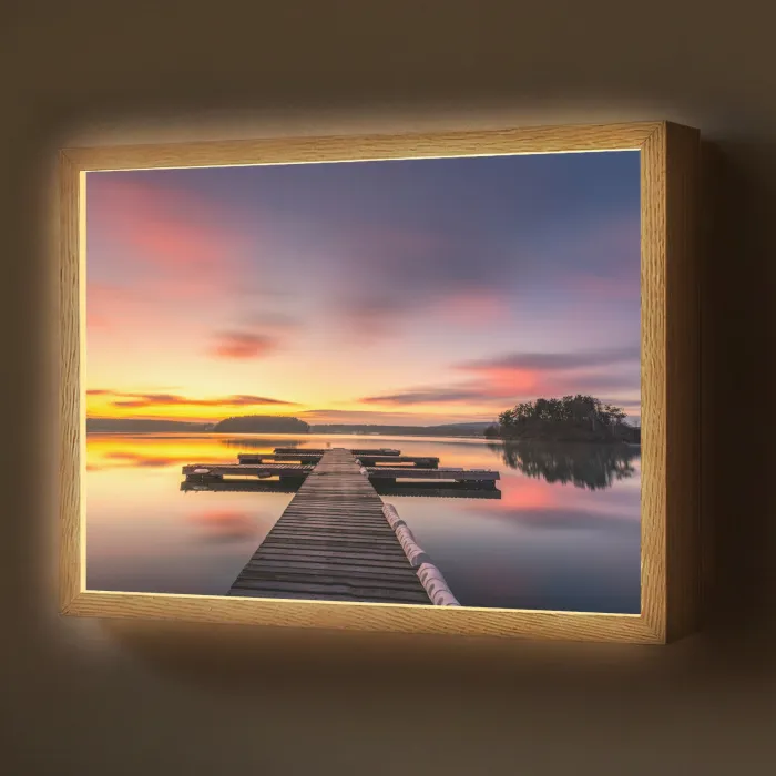 Steiger - Zonsondergang - Water - Zee - Reflectie Light Box met batterij (Wandlamp) middel -z3d_website