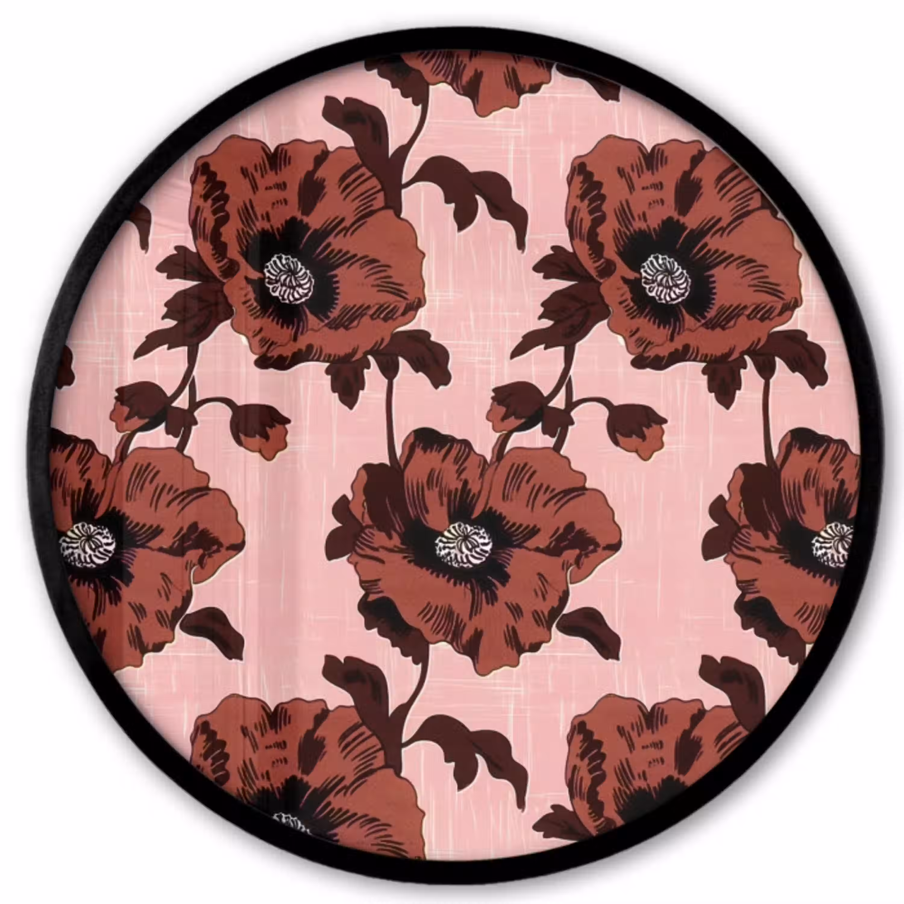 Bloemen - Retro - Rood Fotolijst rond zonder passe partout klein 856 -3d