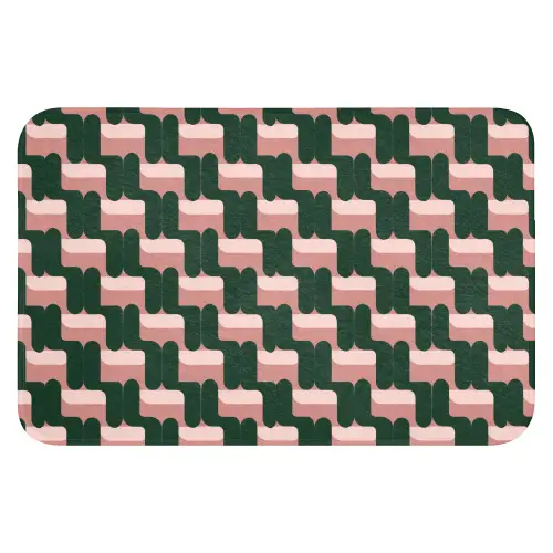 Vlechtpatroon - Groen - Roze - Geometrisch Badmat klein 997 -3d