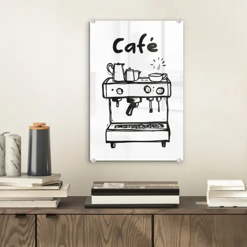 Illustratie - Café - Koffiemachine - Kopjes plexiglas 5mm klein -sfeer1