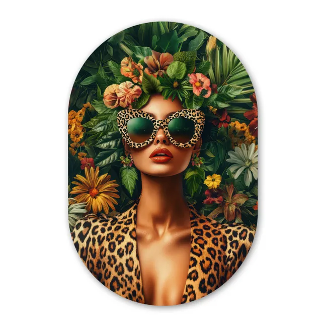 Muurovaal - Vrouw - Panterprint - Jungle - Natuur - Luxe