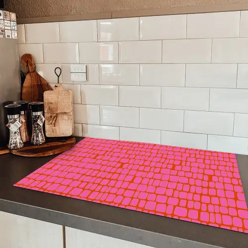 Organisch - Raster - Roze Inductie beschermer vinyl 3mm klein 276 -sfeer3