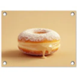 Donut - Romig - Poedersuiker - Beige tuinposter los doek klein -3d