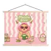 Matcha - Hond - Roze - Groen textielposter latten blank klein -3d