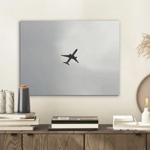 Minimalistisch - Silhouet - Zwart - Vliegtuig PET vilt klein -sfeer1