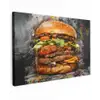 Burger - Eten - Kunst - Grijs - Graffiti canvas 2cm klein -z3d