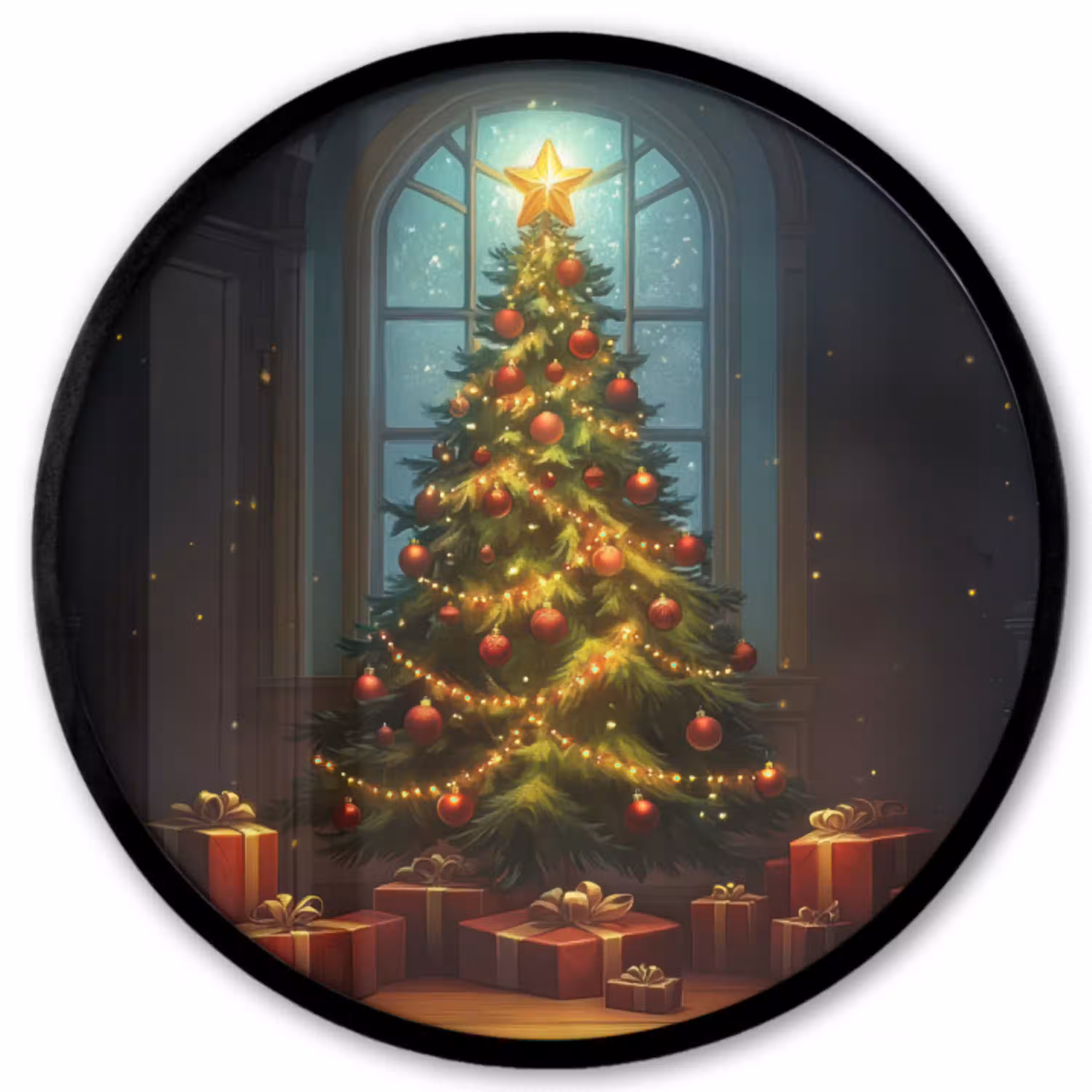 Kerstboom - Cadeau - Kerst - Winter Fotolijst rond zonder passe partout klein -3d
