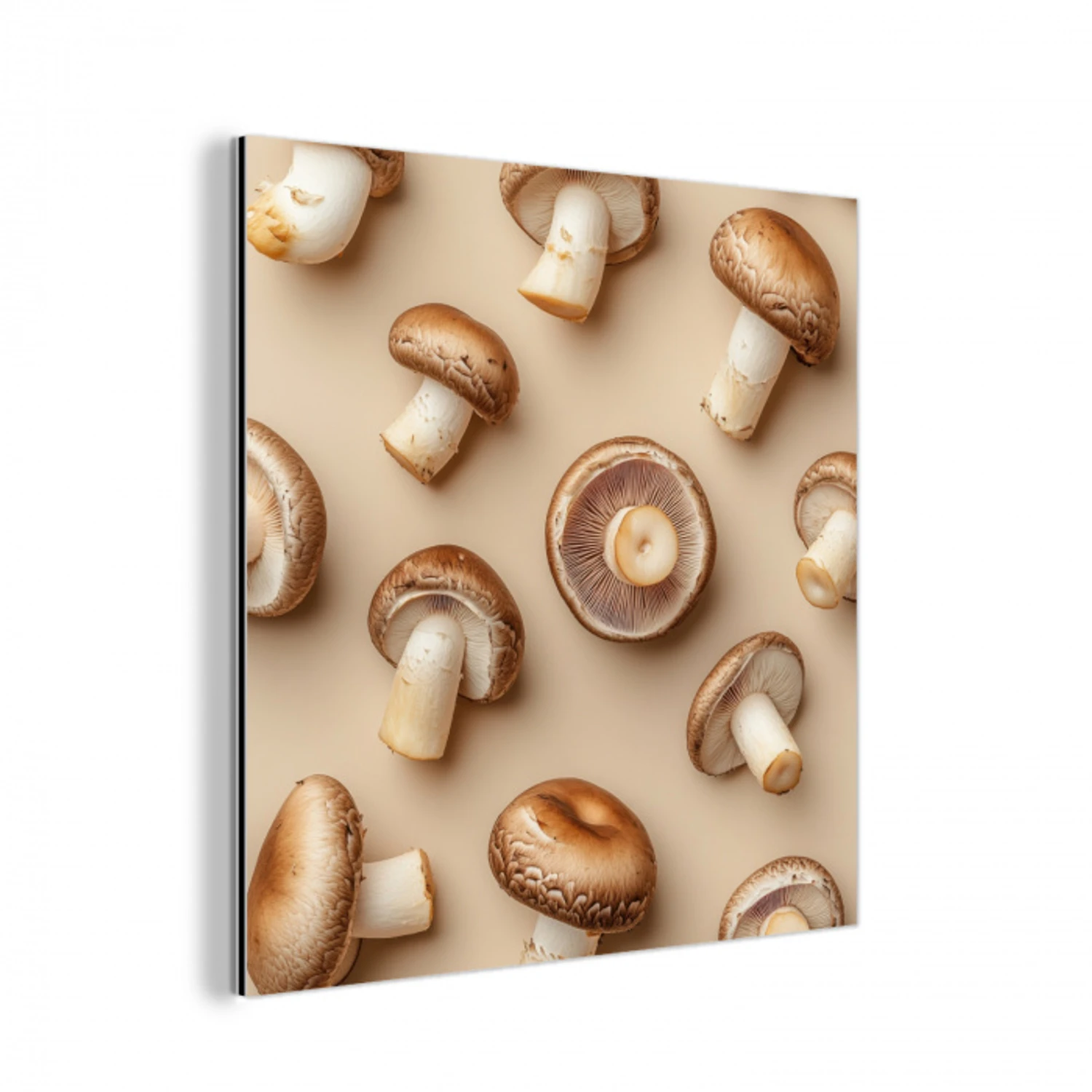 Kastanje Champignons - Beige aluminium wit klein -3d