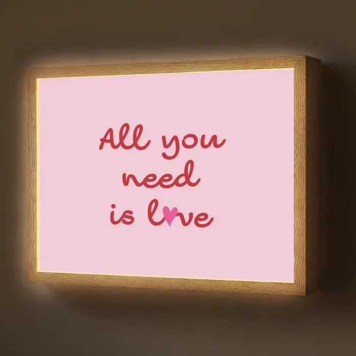 Tekst - Roze - Love - Hart Light Box met batterij (Wandlamp) middel -z3d_website