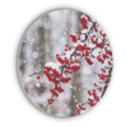 Bessen - Takken - Sneeuw - Winter - Kleurrijk Akoestische PET Vilt - Rond klein -3d