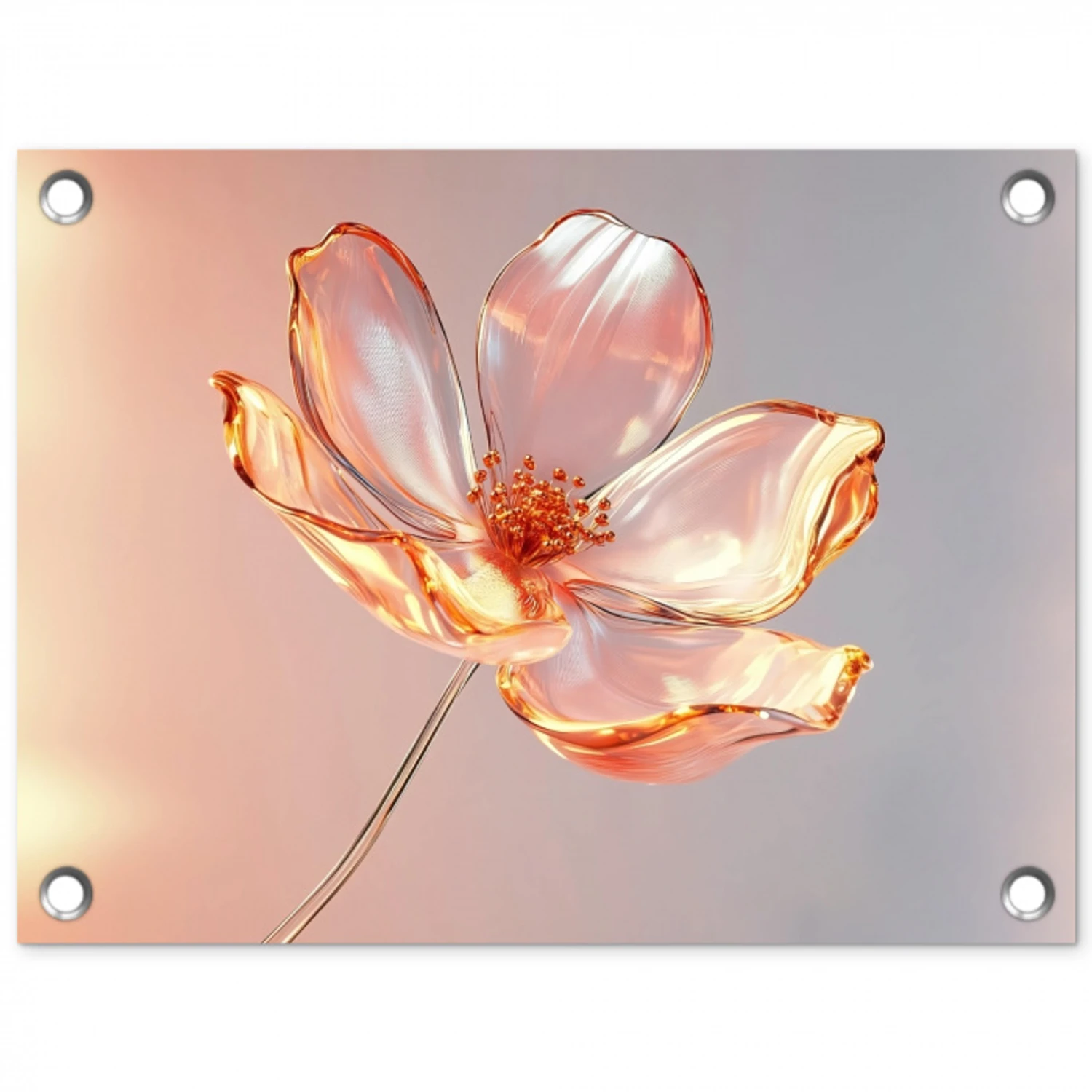 Glazen - Bloem - Roze tuinposter los doek klein -3d