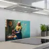 Melkmeisje - Amandelbloesem - Van Gogh - Vermeer - Schilderij - Oude meesters keuken achterwand spatscherm klein -3d_schuin