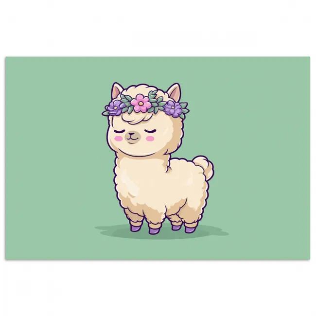 Alpaca - Groen - Bloemendiadeem poster papier klein -3d