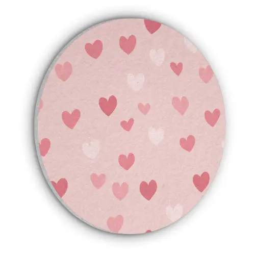 Hartjes - Patroon - Roze - Eenvoudig Akoestische PET Vilt - Rond klein -3d
