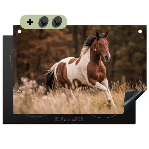 Paard - Bruin - Gras Inductie beschemer met haakjes klein -3d