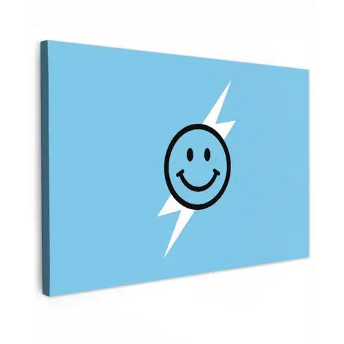 Smiley - Blauw - Bliksem canvas 2cm klein -z3d