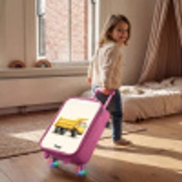 Kiepwagen - Getekend - Geel Kinderkoffer - Roze klein -sfeer1