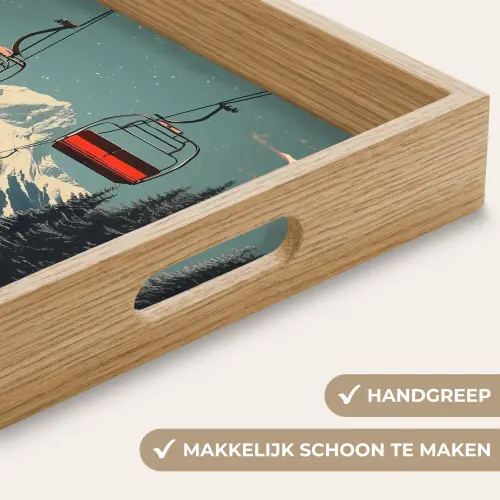 Sneeuw - Skilift - Rood - Bomen Dienblad Rechthoek middel -USP_HandgreepNL