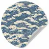 Golven - Klassiek - Blauw Wandcirkel behangsticker klein 186 -3d