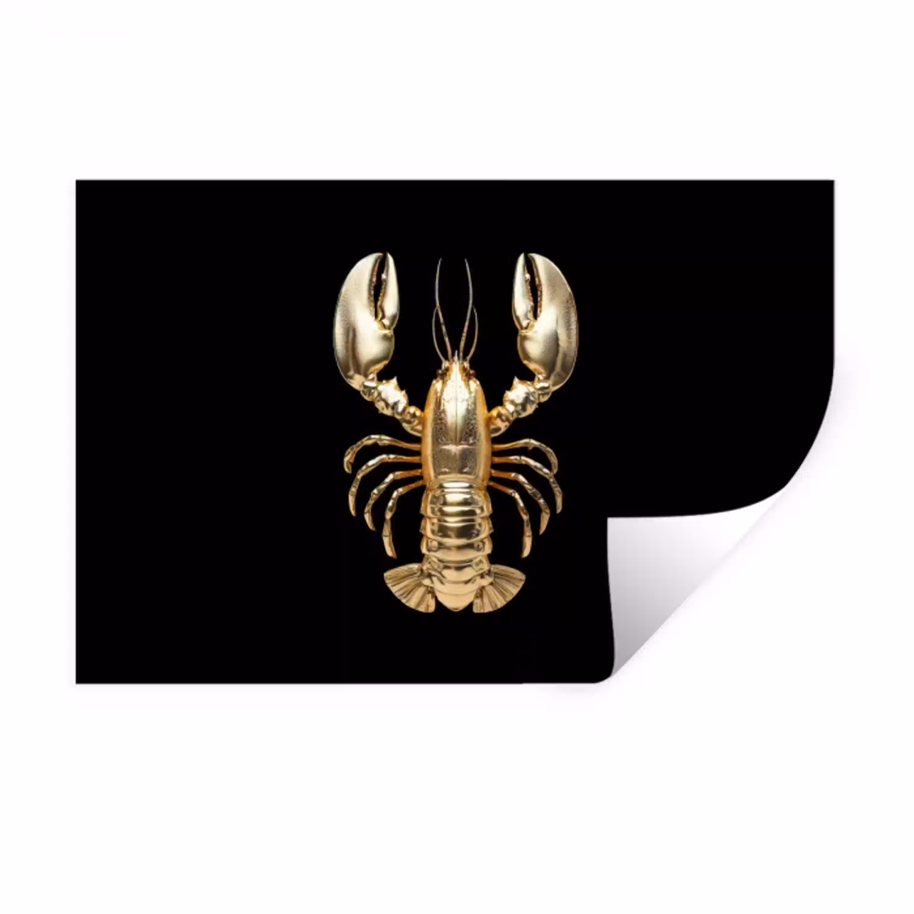 Kreeft - Goud - Textuur - Zwart Muursticker klein -3d