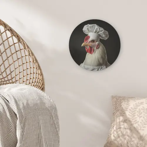 Kok - Rood - Kip Akoestische PET Vilt - Rond klein -sfeer4