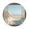Doorkijk - Helmgras - Duinen - Zee - Landschap Wandcirkel aluminium klein -3d