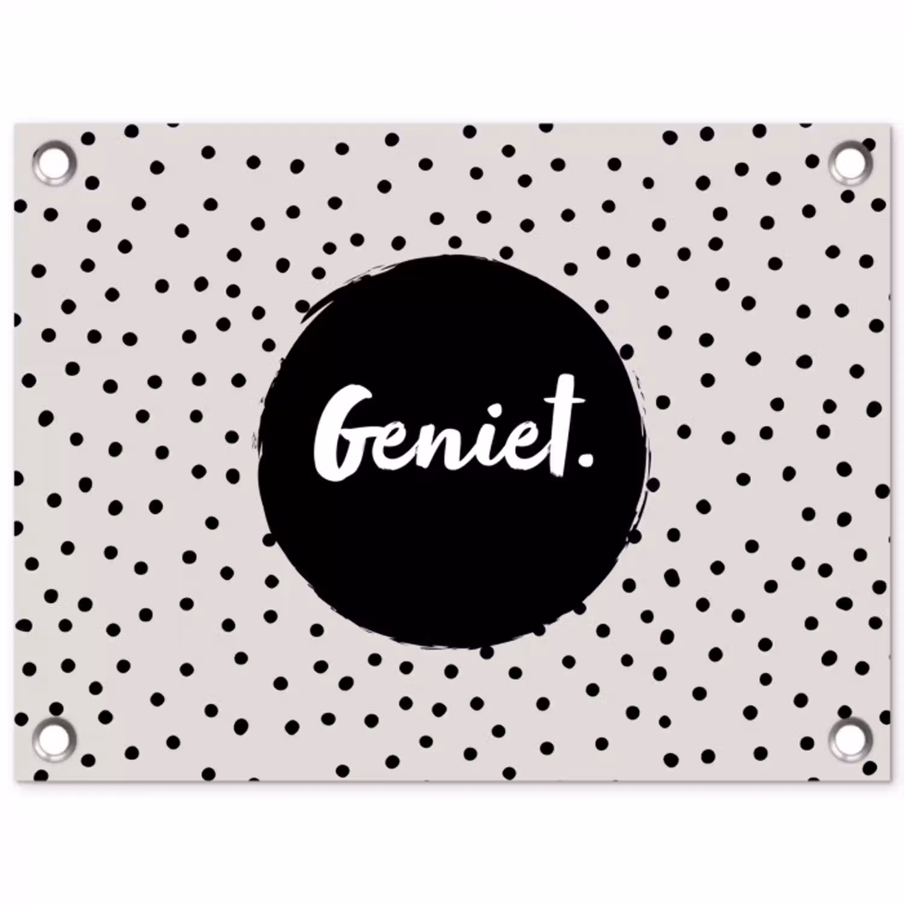 Geniet - Quotes - Tekst - Stippen tuinposter los doek klein -3d
