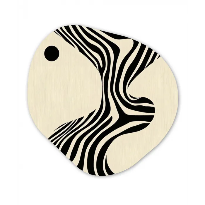 Beige - Lijnen - Golvend -  Abstract Wandcirkel Organisch Forex 3mm klein -3d