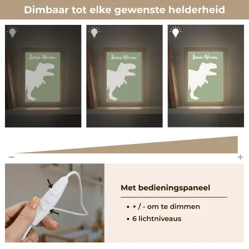 Dino - T-rex - Dinosaurus - Groen - Tyrannosaurus rex Light Box met kabel (Kinderlampje) klein -USP_dimbaarNL