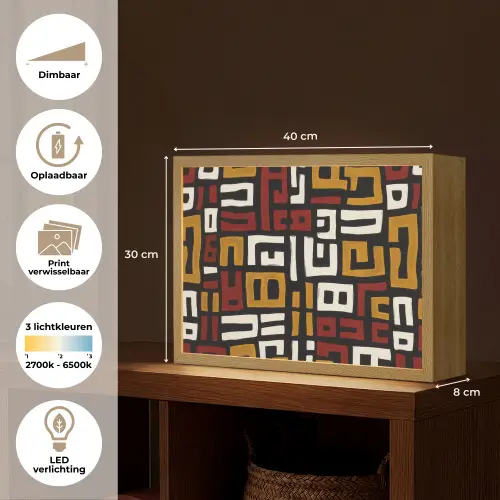Abstract - Patroon - Rood Light Box met batterij (Wandlamp) middel -USP_websiteoverzichtNL