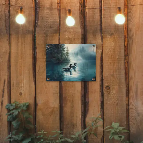 Bos - Water - Eenden - Mistig tuinposter los doek klein -sfeer1