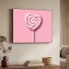 Snoep - Lolly - Hart- Roze Textielframe zwart klein -sfeer3