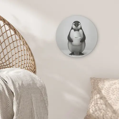 Pinguïn - WC rol - Wit Akoestische PET Vilt - Rond klein -sfeer4