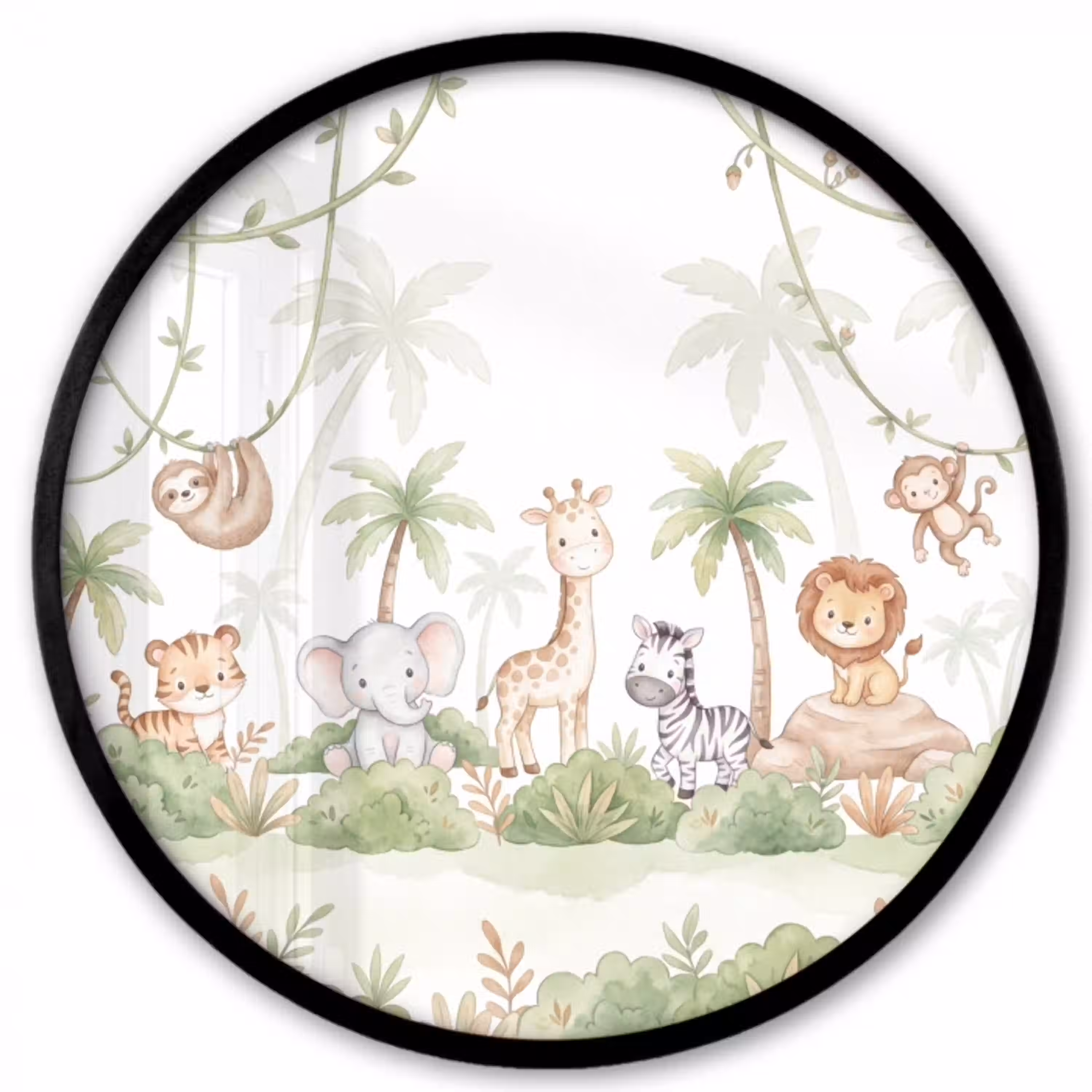 Dieren - Jungle - Pastel Fotolijst rond zonder passe partout klein -3d