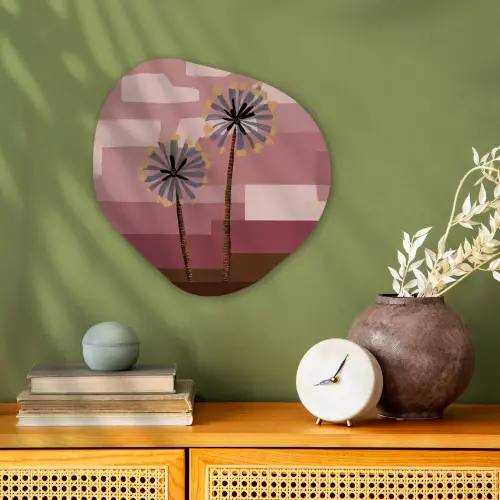Illustratie - Bloemen - Vlakken - Abstract Wandcirkel Organisch Forex 3mm klein -sfeer2