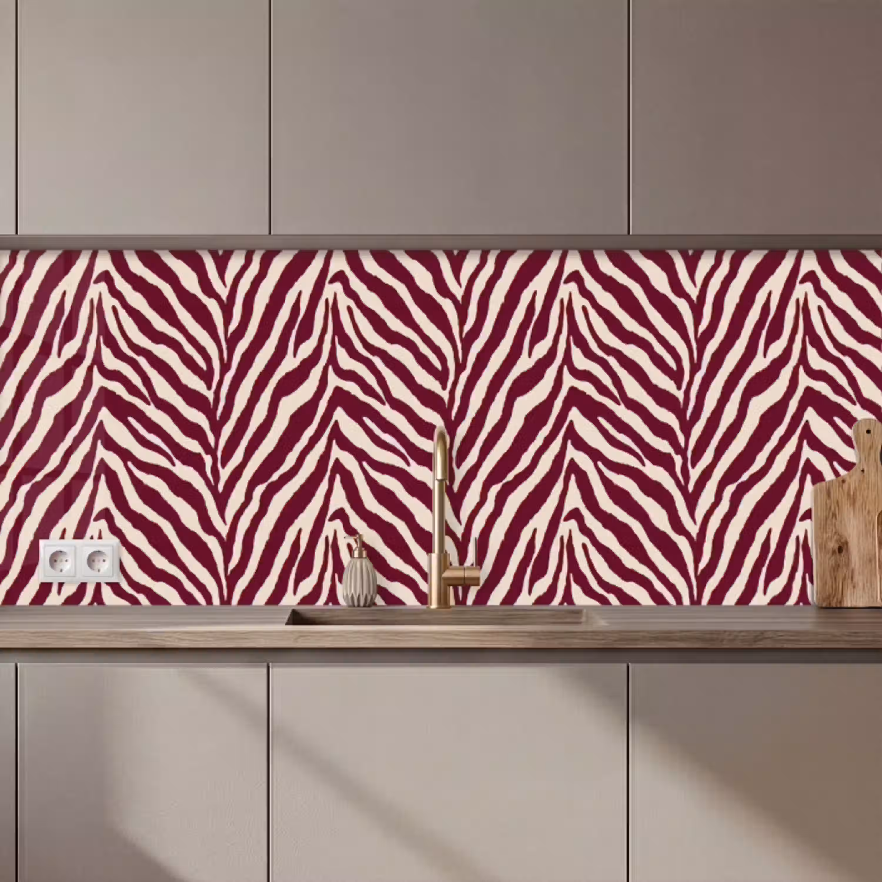 Zebra - Motief - Bordeaux - Rood keuken achterwand 2 middel 871 zz_3dshopping