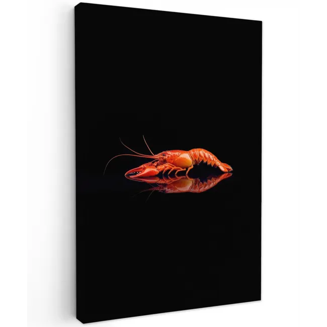 Kreeft - Oranje - Zwart - Opvallend Tuinposter op houten frame 2 cm dik klein -3d